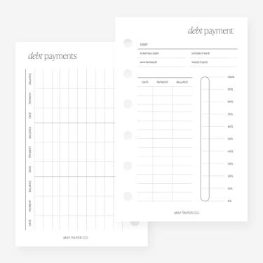 Imagem de Refil de agenda de bolso para agenda de pagamentos de dívidas para fichário de bolso tamanho 6 8 x 12