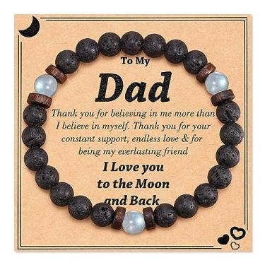 Imagem de Tarsus Pulseira de pedra natural para homens, pai, marido, namorado, avô, irmão, contas de pedra da lua, pulseira feita à mão, presentes de aniversário de Natal, 7 inches, Pedra, Sem pedras preciosas