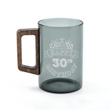 Imagem de VWALK Caneca de vidro gravada a laser personalizada para presente de aniversário de 390 ml, presente para esposa, marido, namorado, namorada ou entes queridos