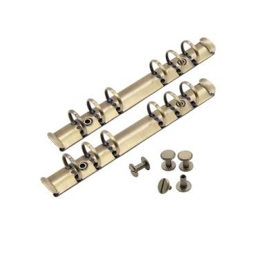 Imagem de NatSumeBasics 2 argolas A6 para fichário bronze metálico 6 anéis com dobradiça de encaixe para álbum de fotos, faça você mesmo, acessórios de encadernação de diário (bronze A6)