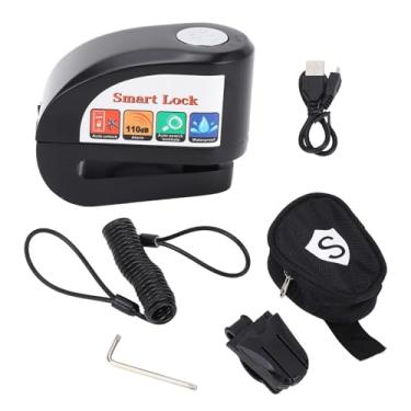 Imagem de Trava de disco de motocicleta com alarme, desbloqueio APP antifurto Trava de freio de disco inteligente à prova d'água de 115 dB de volume alto com pino de travamento de 5,5 mm