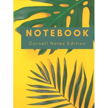 Imagem de Notebook - Cornell Notes Edition: Note Taking designed for easier recall. College Ruled Lines with Index and Numbered Pages - Palm Leaves - Green and Golden