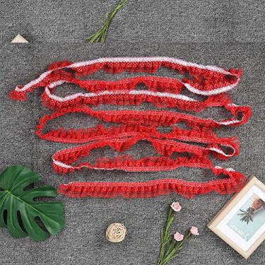 Imagem de Multi Cor 45mm Pontos de Impressão Plissado Guarnição Fita de Renda 5 Metros Costura Lantejoulas Bordado Diy Artesanato para Festa de Aniversário de Casamento (Vermelho)
