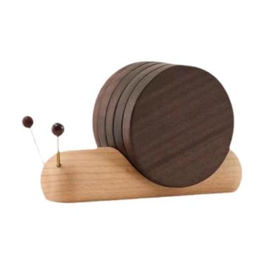 Imagem de Ioensy 5 pçs almofadas de isolamento porta-copos de madeira forma bonito acessórios de cozinha esteiras de mesa de madeira porta-copos para louça geladeira