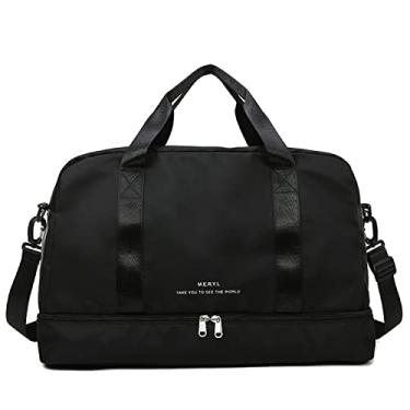 Imagem de Bolsa de ginástica de grande capacidade para mulheres, esportiva, viagem, bolsa esportiva com compartimento de sapatos, leve, bolsa noturna para mulheres, meninas, viagens, academia, ioga, escola