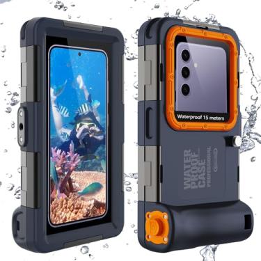 Imagem de yopuendi Capa impermeável para Samsung Galaxy S25/S24/S23/Ultra/FE/A/C/Huawei/Xiao Mi Android Series (botão de volume à direita), capa de mergulho profissional universal 15 metros (15 metros),