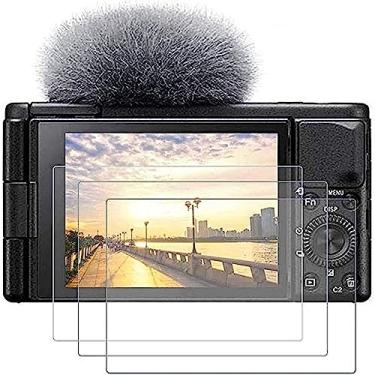 Imagem de Protetor de tela de vidro temperado PCTC compatível com Sony ZV-1 ZV1 2020 (pacote com 3), 0,3 mm de dureza 9H de vidro temperado Flim antiarranhões antimarcas de dedos antibolhas e antiágua