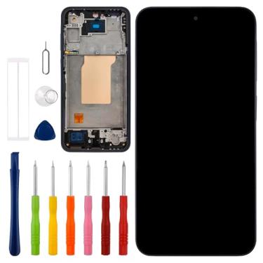 Imagem de [Versão dos EUA] [com moldura] Conjunto de digitalizador de tela sensível ao toque LCD Vvsialeek para Galaxy A35 5G [6,6 polegadas] com kit de ferramentas de reparo técnico - Função de impressão
