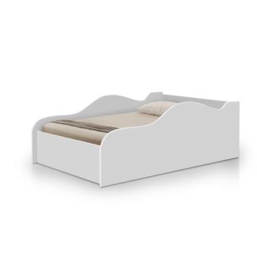 Imagem de Cama Para Quarto Tamanho Solteiro Branca MDF Com Proteção Lateral Gran