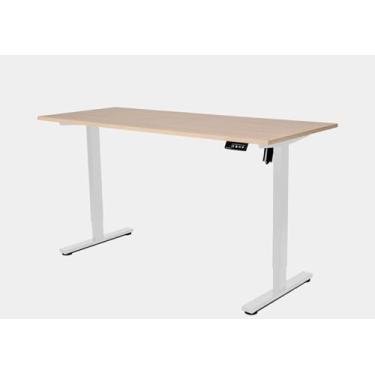 Imagem de Mesa com Regulagem de Altura Elétrica - Active Desk (Carvalho com base Branca, 150x60cm)