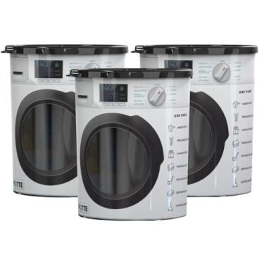 Imagem de Kit 3 Porta Sabão Em Pó 2.1kg Pote Organizador Lavanderia De Plástico Multiuso Com Tampa