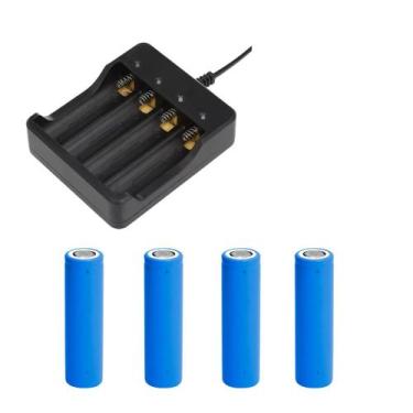 Imagem de Kit 1 Carregador Duplo De 4 Slot Bateria 26650 Mais 4 Bateria De Grand