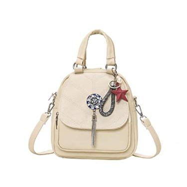 Imagem de Mochila feminina multifuncional bolsa de ombro feminina pequena bolsas femininas mochilas para meninas bolsa(Beige)