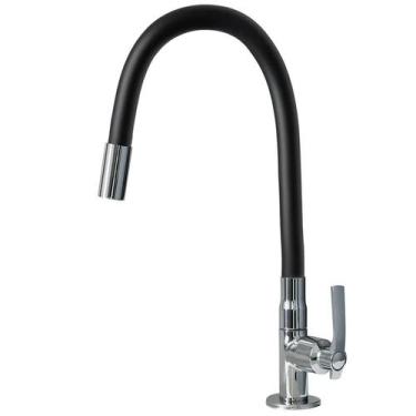 Imagem de Torneira cozinha lavatorio bancada gourmet flexível preta - MANPLEX