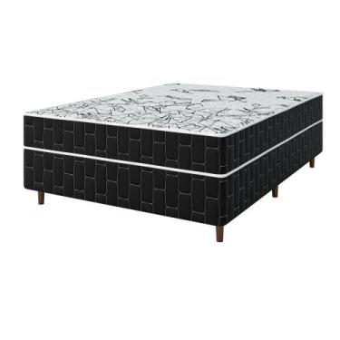 Imagem de Cama Box Casal Conjugada Espuma D28 138x188x51 Preto Marsha Umaflex