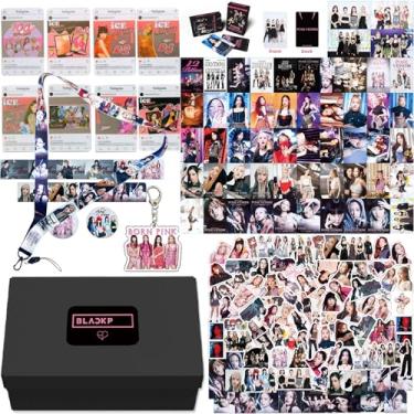 Imagem de KPOPBP Conjunto de 159 peças de caixa de presente de álbum rosa da Blink Fans Gift Merchandise Photocards Aniversários Decorações de festa Kpop Adesivos de cordão