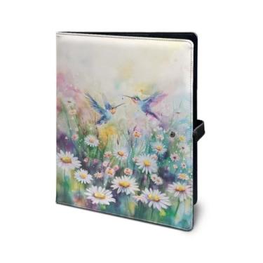 Imagem de Mumeson Daisy Beija-flor PU botão pasta de escritório organizador de arquivos envelope de arquivo portátil à prova d'água bolso capa portfólio