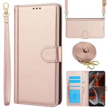 Imagem de Capa carteira de couro para celular Motorola Moto Edge 50 Pro 5G (2024) com 3 compartimentos para cartão, 1 compartimento oculto para dinheiro, antiimpressões digitais, fecho magnético e suporte,