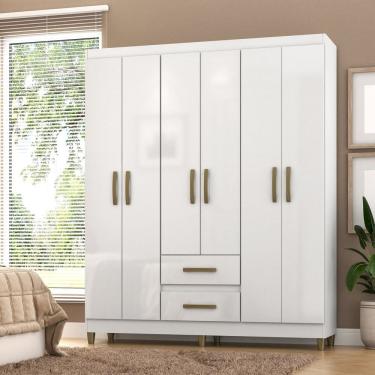Imagem de Roupeiro Coimbra 6 Portas 2 Gavetas Branco