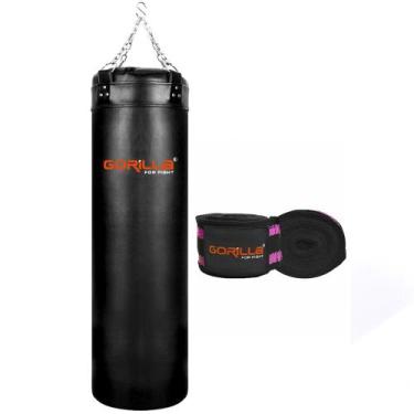 Imagem de Saco De Pancada Profissional Treino Boxe 120 Cm Bandagem Elástica 3 Me