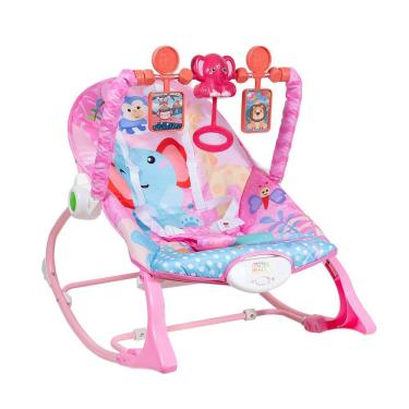 Imagem de Cadeira de Descanso Bebê Balanço Rosa até 18kg Suave Vibração Relaxante Cinto de Segurança Mobile Barra de Brinquedos Interativa