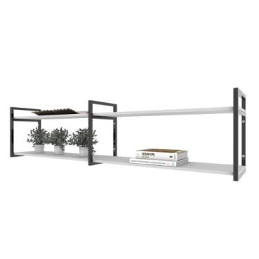 Imagem de Prateleira industrial sala estar estante nicho parede ferro madeira su