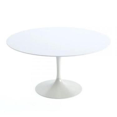 Imagem de Mesa de Jantar Tulipa Saarinen Redonda 120 cm Tampo Laca + Vidro Branc