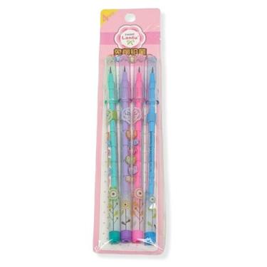 Imagem de Kit 4 Lapiseiras Troca Ponta Flor  - Lantu - 10de10, Rosa