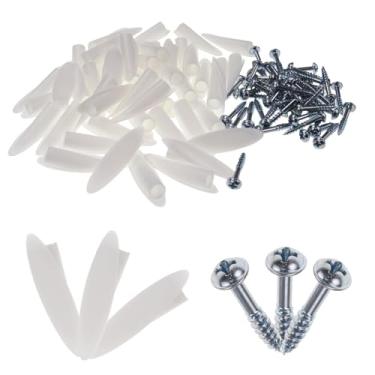 Imagem de Nihfien Plugues de bolso de plástico de 9 mm, 50 peças de tampas de furo inclinado de madeira com 50 peças de parafuso de 0,8 cm para gabarito de bolso, acessórios de ferramentas de marcenaria