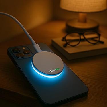 Imagem de Carregador Magnético Por Indução Premium 15W, Carregamento Turbo, USB-C, Sem Fio, Rápid...