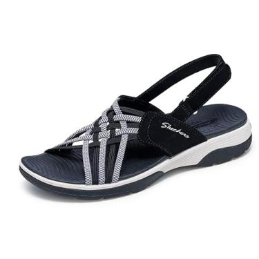 Imagem de Skechers Sandália feminina Archfit Reggae Sport-Hometown, Preto/branco, 10