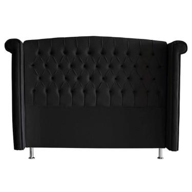 Imagem de Cabeceira De Cama Luxo Queen 160 Cm Suede Preto Do Lar Móveis