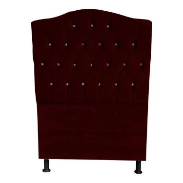 Imagem de Cabeceira De Cama Princesa Solteiro 90 Cm Botão Strass Suede Bordo Do Lar Móveis