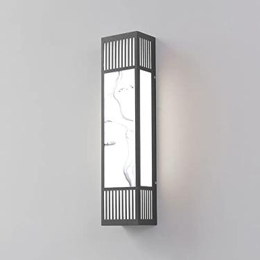 Imagem de Luminária de parede externa à prova d'água IP65, luminária de parede de aço inoxidável preto para varanda, luminárias de parede externas em estilo chinês para entrada, pátio e jardim (cor: 6