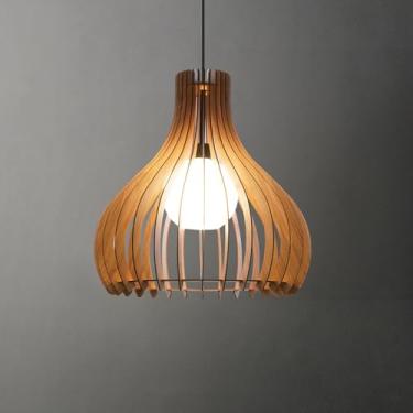 Imagem de CEOTIS Lustre De Fazenda Para Quarto, Luminária Pendente De Teto De Madeira Luxuosa Artesanal De Meados Do Século De 20" Para Sala De Jantar, Cozinha, Sala De Estar, Hall De Entrada