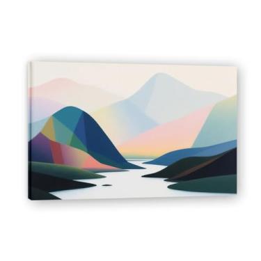 Imagem de LKXGRRSFG Impressão em tela de paisagem abstrata Tranquil Abyss Gradients 2025 - pinceladas texturizadas e fluxo de cores holográficas 30 x 45 cm