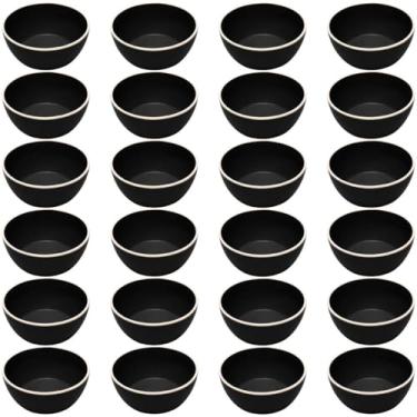 Imagem de Kit 24 Bowls Melamina Cumbuca 600ml Preto Class Wolff Tigela Sopa Sobremesa Porções Sopas