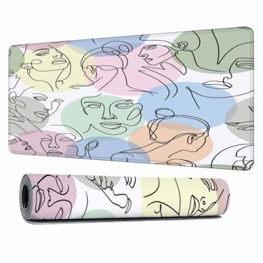 Imagem de Y YIHANGBEST Mouse pad abstrato feminino para jogos, linhas pretas, desenho grande, teclado completo para computador, casa, escritório, 90 x 40 cm