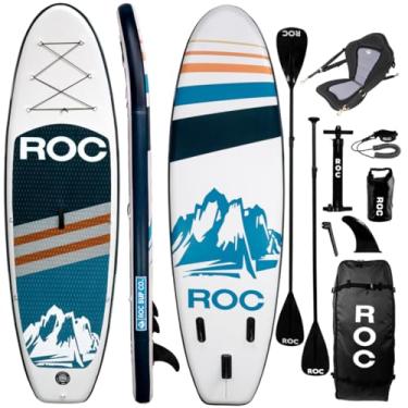Imagem de Roc Pranchas De Stand Up Paddle Infláveis Com Acessórios De Prancha De Paddle Sup Premium, Design Amplo E Estável, Deck Confortável Antiderrapante Para Jovens E Adultos (Marinha Com Assentos De Caiaqu