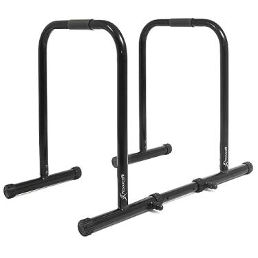 Imagem de ProsourceFit Dip Stand Station, Ultimate Heavy Duty Body Bar Press com conector de segurança para tríceps, pull-Ups, push-Ups, L-Sits, preto