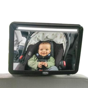Imagem de Toddleroo by North States Espelho de carro de bebê de luxo em movimento, espelho de acrílico inquebrável de visão ampla com luz, monitor de assento voltado para trás, teste de colisão, preto