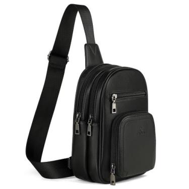 Imagem de Bolsa tipo estilingue FADEON para mulheres tiracolo em couro PU preta