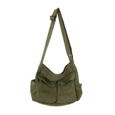 Imagem de Bolsa tiracolo de lona Sumleno Bohemian Hobo Hippie Army Green