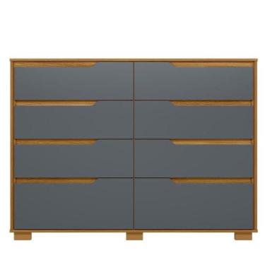 Imagem de Cômoda 8 Gavetas Geórgia Freijó Moval Móveis, Freijó/Cinza