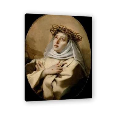 Imagem de Santa Catarina de Siena Giovanni Battista Tiepolo Impressão em tela – Obra-prima rococó barroca, pintura escolar de Veneza, pintura a óleo decorativa para galeria doméstica 60 x 78 cm