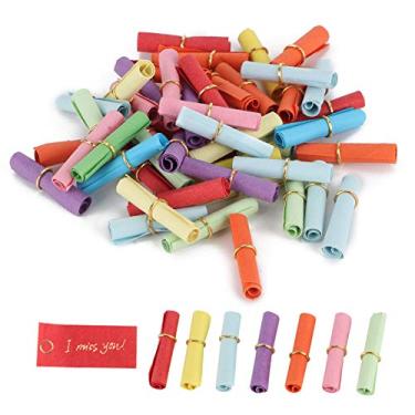 Imagem de 100 mini pergaminhos de papel, 6 x 2,5 cm, pergaminhos de papel de desejo da sorte, papel de mensagem colorido, escreva nele presente de aniversário dos namorados, decoração de festa de casamento