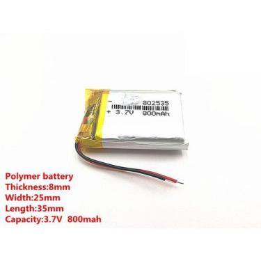 Imagem de 1 Unidade 802535 3,7v 800mah 8mm X 25mm X35 Mm Com 2 Fios - KMIG