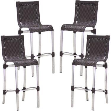 Imagem de 4 Banquetas Alta Haiti em Alumínio para Cozinha Bar Edícula