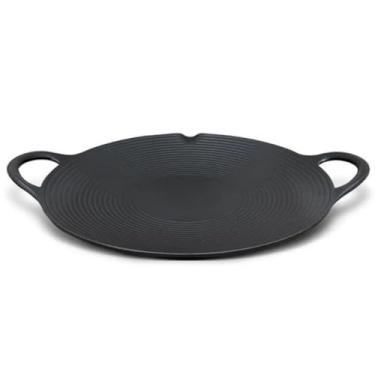 Imagem de Grelha Circular de Ferro Fundido, 30cm, Dupla Alça, Preta, para Fogão e Churrasco (30cm)
