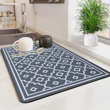 Imagem de HiiARug Tapete Secador De Louça Super Absorvente Grande Para Bancada Cozinha Fácil Limpar 30,5 Cm X 50,8 Cinza